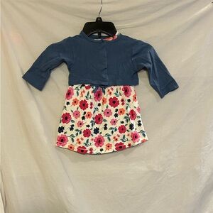 Touched By Nature Girls 18 Months 2 Pc Floral Short Sleeve Dress Sweater Organic